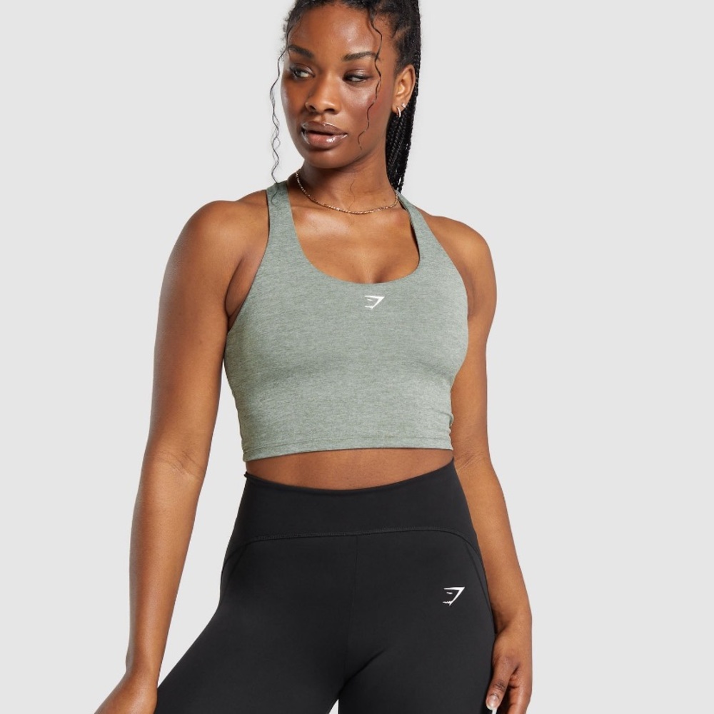 Gymshark Racer Marl Crop Tank with Shelf